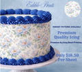 Edible Cake Wrap -Light Blue Flowery  Pattern