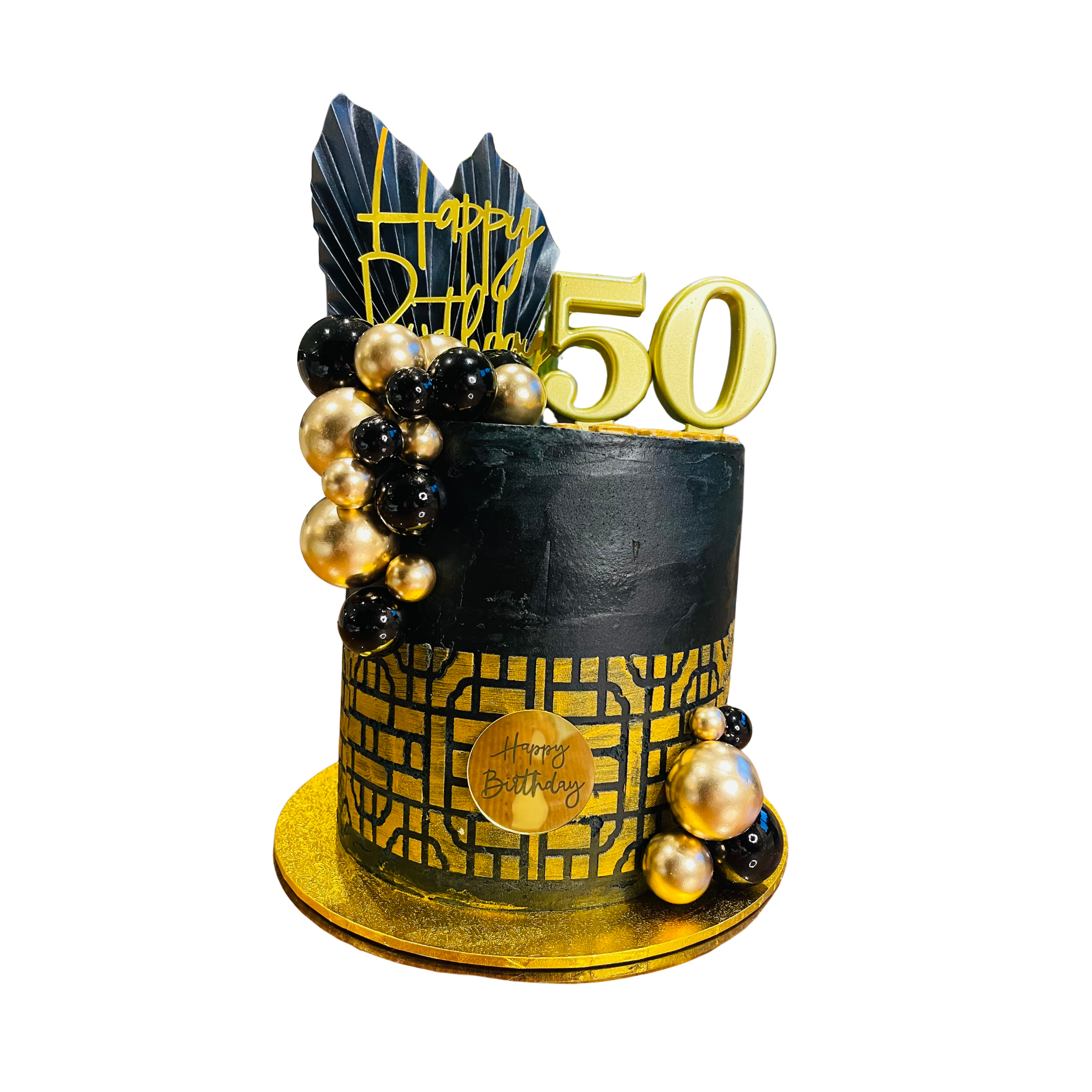 Black & Gold 50th Birthday Cake