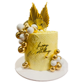 Gold & White Pearl Birthday Cake