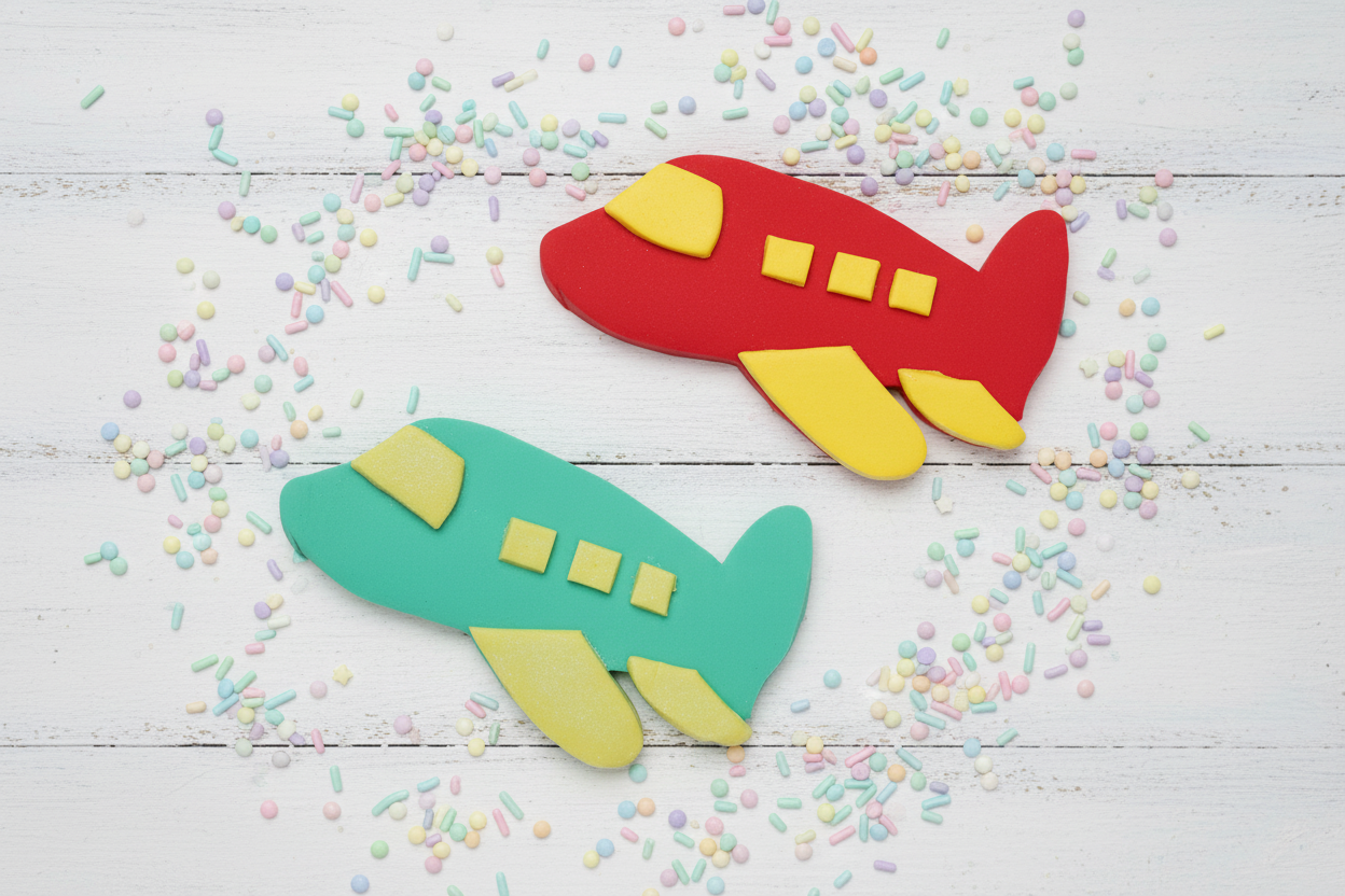 Airplane Toppers on White Rustic Wooden Background