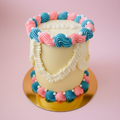 Gender Reveal Baby Shower Cake - Elegant Pastel Pink Background