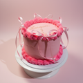 Pink Ruffle Birthday Cake - Soft Pastel Pink Background