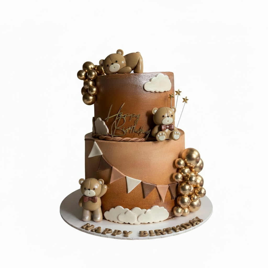 Teddy Bear Birthday Cake - No Stand